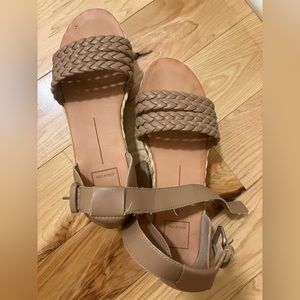 Tan open toe platform sandals